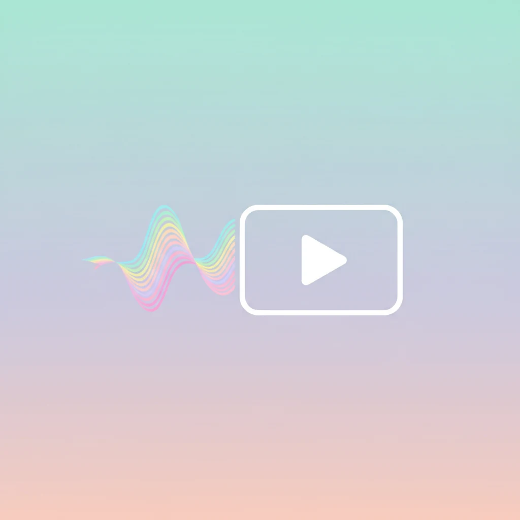A video clip with a sound wave flowing into it, representing an AI voiceover being merged into an uploaded video