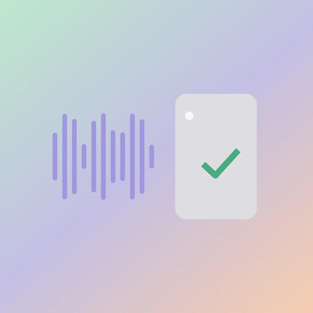 A sound wave passing into a label tag with a check mark