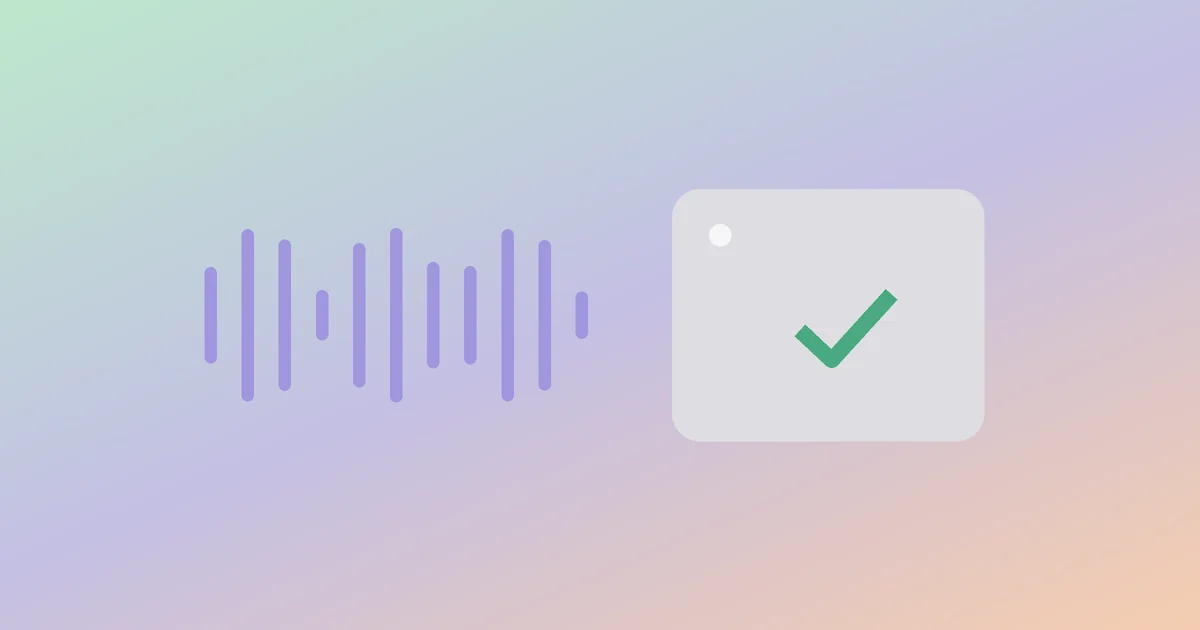 A sound wave passing through a small label tag with a check mark