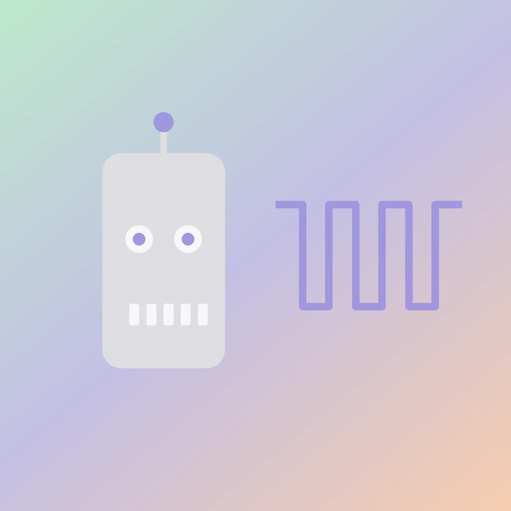 A friendly robot head beside a sound wave
